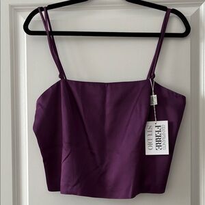 NWT Vintage Gianfranco Ferre Size 46 Satin Strappy Cropped Top